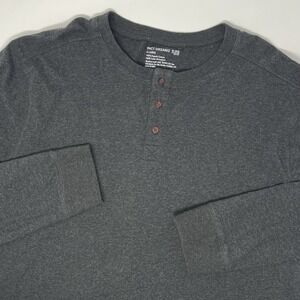 Pact Men's XL Gray‎ Softspun Organic Cotton Long Sleeve Casual Henley Shirt